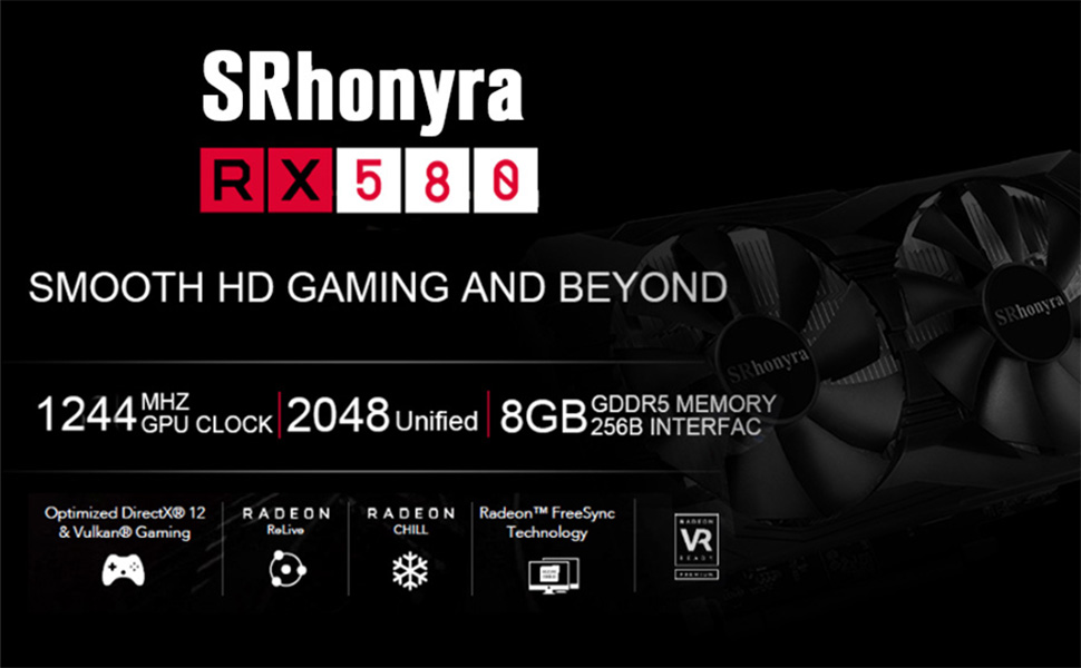 SRhonyra RX 580 8GB GDDR5 Gaming video card