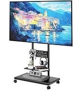 ECOTINY Rolling TV Stand with Versatile Storage Pegboard for 50-90 inch TVs up to 154lbs, Height ...