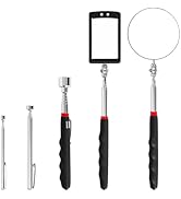 Lighted Inspection Mirror &amp; Magnetic Pickup Tool Set of 5 - Telescoping Handle,360 Swivel for Ext...