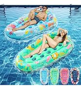 LUSARRYWILL Pool Floats Adult, 72"X42", XL Size, Multi-Purpose Inflatable Pool Toys for Pool Part...