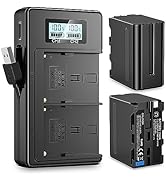 2 x 8800mAh Rechargeable NP-F970 Batteries and Charger, NP-F970 Battery Replacement for Camorder/...