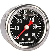 MEASUREMAN Fuel Pressure Gauge 0-60psi 1.5" Dial, 1/8"NPT Back, Stainless Steel Case, Brass Insid...