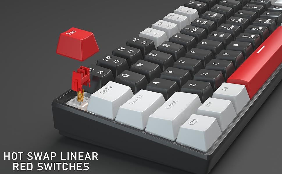 60% portable mechanical gaming keyboard with linear red switches