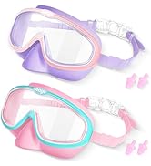 Seago Kids Swim Goggles 2 Pack for 3-12, Anti-Fog Clear View,Toddler Goggles with Nose Cover Swim...