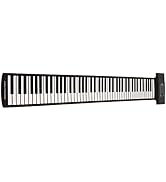 Roll Up Piano, 88 Keys Foldable Digital Music Piano Keyboard, Bluetooth MIDI A1-C9 USB 1100mAh Ba...