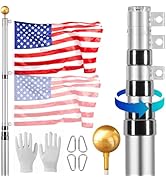 VEVOR 20FT Telescoping Flag Pole Kit, Heavy Duty Aluminum Alloy in Ground Flag Poles for Outside,...