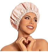 Reusable Shower Cap for Women, Large Waterproof Shower Bonnet Washable Elastic Band Bath Hair Hat...