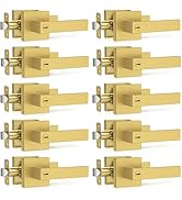 Plustool 10 Pack Brushed Gold Door Handles, Interior Door Knob Heavy Duty, Flat Square Privacy Do...