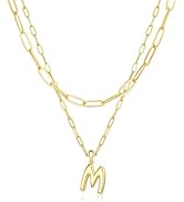 adoyi Early Christmas Gift Ideas for Women Hers Dainty 14K Gold Plated Heart Initial Necklaces La...