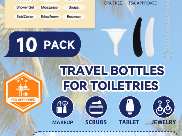 Travel Bottles for Toiletries 10 Pack