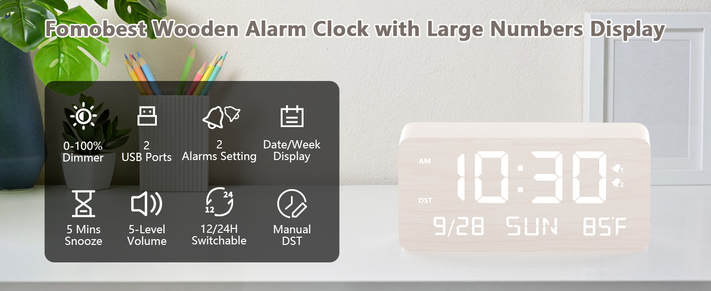 wooden digital clock