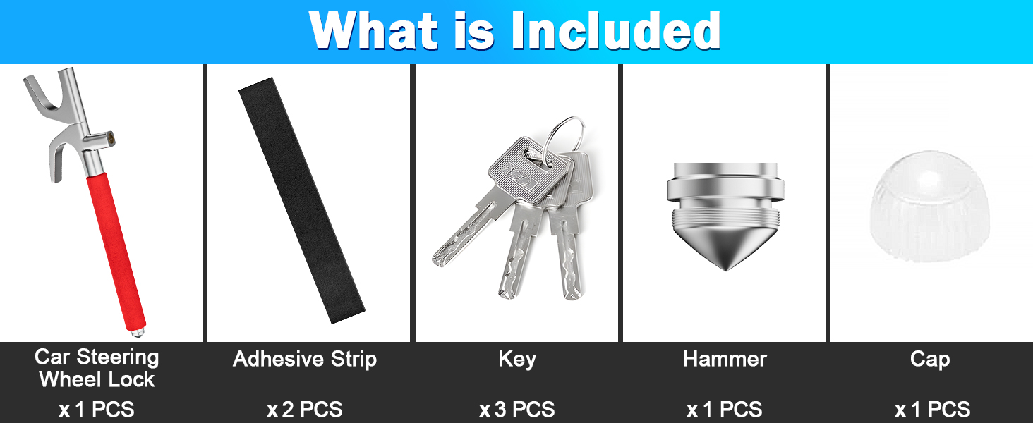 The Club Steering Wheel Lock with Escape Hammer