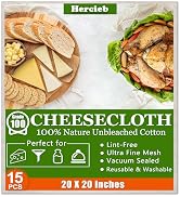 15 Pcs Cheese Cloths for Straining, 20x20 Inch Grade 100 Precut Cheese Cloth With Fabric Fine Mes...