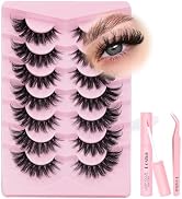 Losha Lashes Fluffy Volume False Eyelashes 7 Pairs Cat Eye Lashes Kit with Lash Glue and Lash Twe...