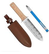 Berry&amp;Bird Hori Hori Garden Knife with Leather Sheath, Premium Gardening Soil Knife with 6