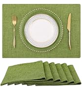 homing Cotton Linen Placemats Set of 6, Cloth Washable Farmhouse Dining Table Mats for Indoors &amp; ...