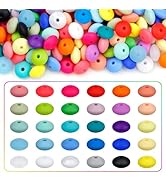 180PCS FIVEIZERO Silicone Lentil Beads,12mm 30 Colos Silicone Abacus Beads Silicone Beads Bulk Lo...