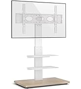 5Rcom TV Stand with Mount, Height Adjustable TV Floor Stand with Shelf &amp; Sturdy Wood Base for 37-...