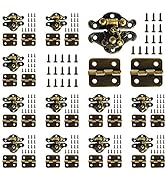 24Pcs Antique Small Box Hinges 12Pcs Antique Latch Hook Hasp Jewelry Box Hinges and Latches for D...