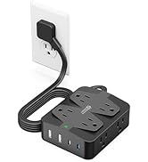 35W Fast Charging Power Strip, SUPERDANNY 6ft Flat Plug Extension Cord (13A/1625W) with 8 Wide Ou...