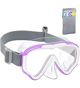 Vvinca Kids-Goggles with Nose Cover, Diving Mask Elastic Fabric Strap Anti Fog Anti Shattered Len...