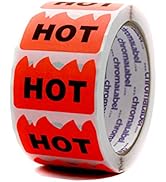 ChromaLabel 2 x 1.25 Inch Fluorescent Red Orange Flame Shaped Sticker, 500 Labels per Roll, Impri...