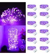 Yooumoga Fairy Lights,Silver Wire String Lights Waterproof,Battery Operated 7FT 20LED Firefly Sta...