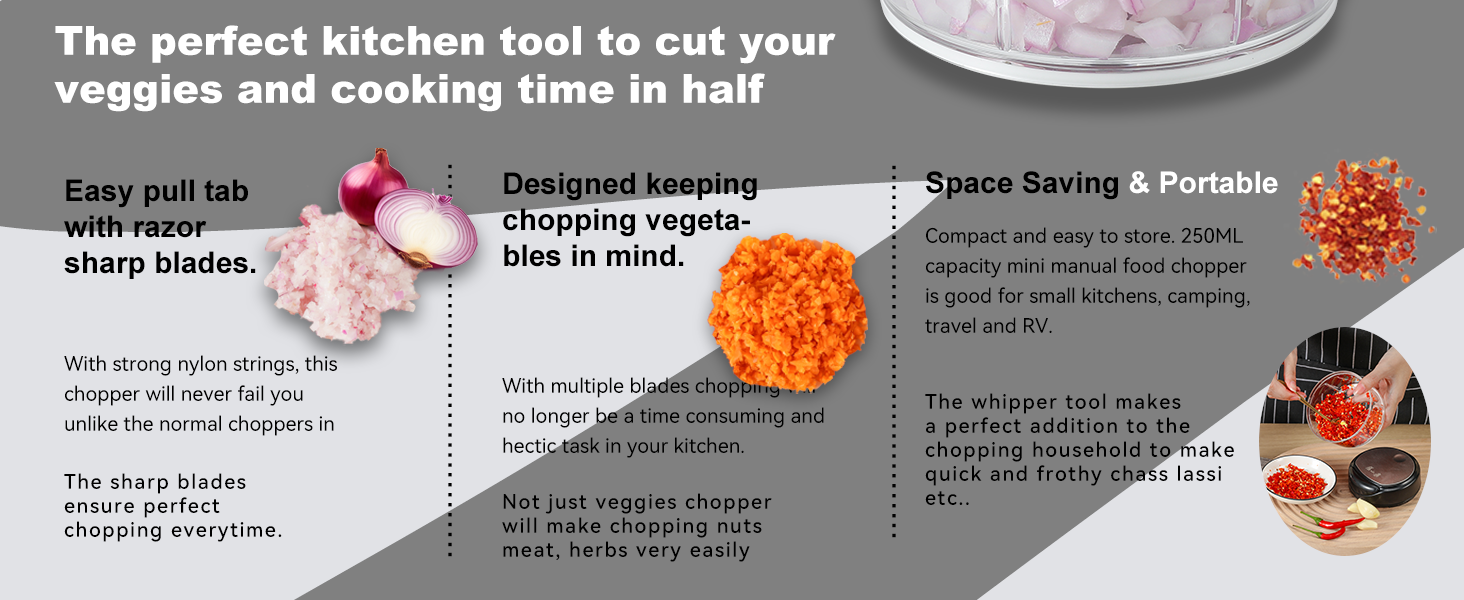 Manual Vegetable Food Chopper ,Hand Pull String Mini Garlic Chopper Onion Cutter