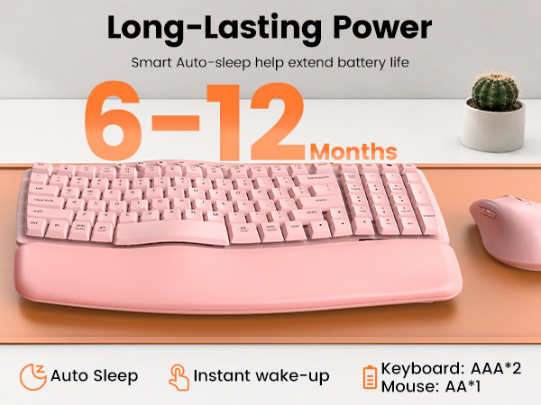 Wave Keys Ergonomic Wireless Keyboard and Mouse Combo