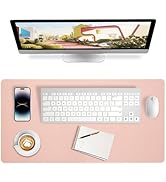 Pink Desk Mat, Waterproof Non-Slip Leather Desk Pad, Large Mouse pad, Computer Mat for Desk, Pink...