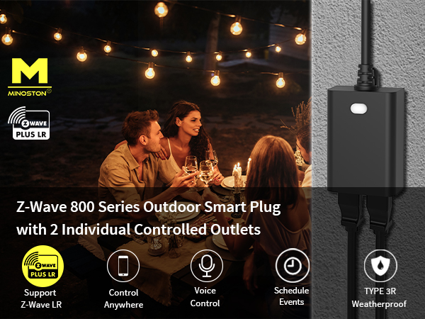 zwave plug 800 dual smart plug outdoor LR