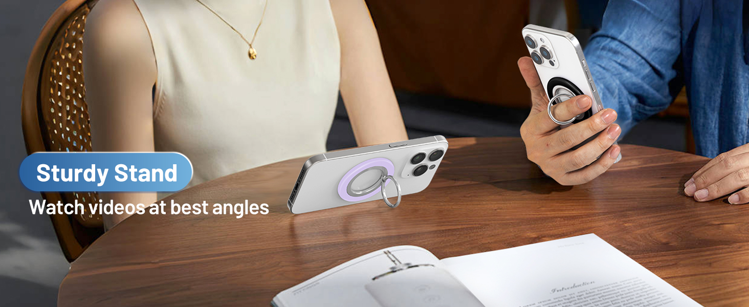 sturdy ring stand supports your phone at best angle for convenient use