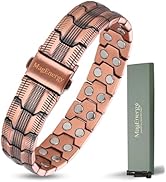 MagEnergy Copper Bracelet for Men, Strength Magnetic Bracelet with 3800 Gauss Magnets, 99.99% Cop...