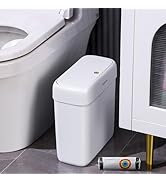 JOYBOS Bathroom Trash Can with Lid,3 Gallon Small Garbage Can with Press Top Lid,10L Dogproof Sli...