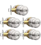 AEEKEL Brushed Nickel Door Knobs Interior Keyless Knob, Privacy Door Knob with Lock, 5 Pack Door ...