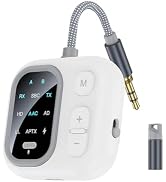 Airplane Bluetooth Adapter with AptX Low Latency, Supports 2 Headphones, TSNAM 3.5mm AUX Wireless...