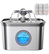 Stainless Steel Cat Water Fountain for Drinking with 3 Filters, 2.8L Auto Pet Drinking Fountain f...