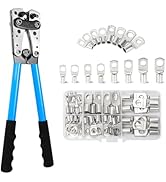HKS Battery Cable Lug Crimping Tool 10-1 AWG with 60Pcs Copper Ring Terminals 8 Sizes Cable Lugs ...