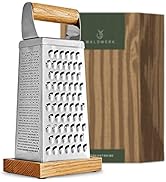 WALDWERK Premium Grater with Etched Stainless Steel Blades - Grater for Kitchen with Oak Wood Bas...