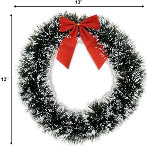 6 pack Faux Snowy green 13-inch diameter Festive Christmas Wreaths.