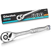DURATECH 3/8-Inch Drive Ratchet | Quick-Release, 72-Tooth, Reversible Switch, Full-Polished Chrom...