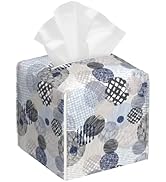 BLYKVGHQ Abstract Lines Tissue Box Cover Square, Geometric Tissue Box Holder with Bottom Belt Lea...