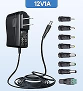 UL Listed 12V 1A 10ft Power Supply Adapter with 8 Tips, Regulated 12Volts 1000mA 12W AC Adapter C...