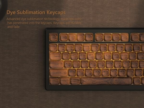Womier PBT Keycaps - MOA Keycaps 75 Percent, Wood Dye-Sublimation Custom Keyboard Key Cap