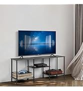 YAHKBTEN 50 Inch TV Stand for Bedroom Dark Grey Entertainment Center with Storage 3 Tier TV Conso...