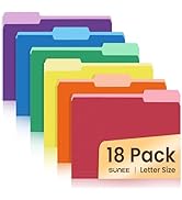 SUNEE File Folders, 18 Pack Manilla Folders 8.5 x 11, Colored Folders Office Organization Home Sc...