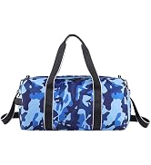 mezhsa Kids Overnight Duffle Bag Girls Boys Sports Gym Bag with Shoe Compartment Wet Pocket Camou...
