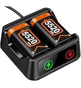 Fast Charging 2x5520mWh Rechargeable Battery Pack Charger Station for Xbox One/Xbox Series X|S Xb...
