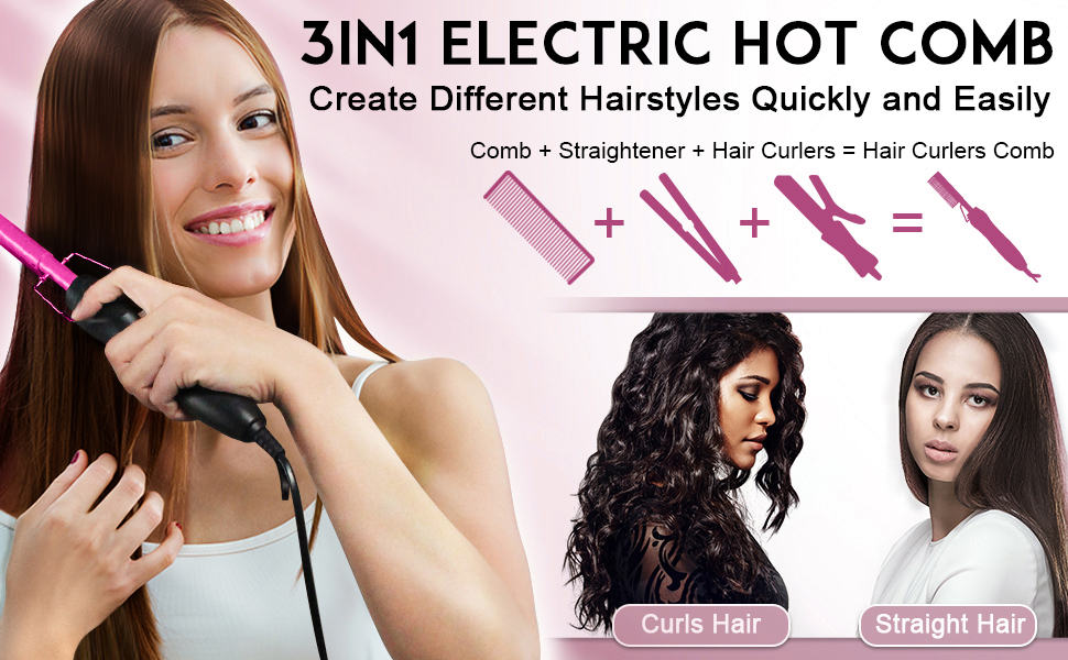 Ceramic Heating Hair Straightener Comb