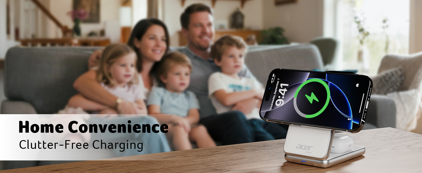 Acer Magnetic Wireless Charger, 3 in 1 Wireless Charging Station,